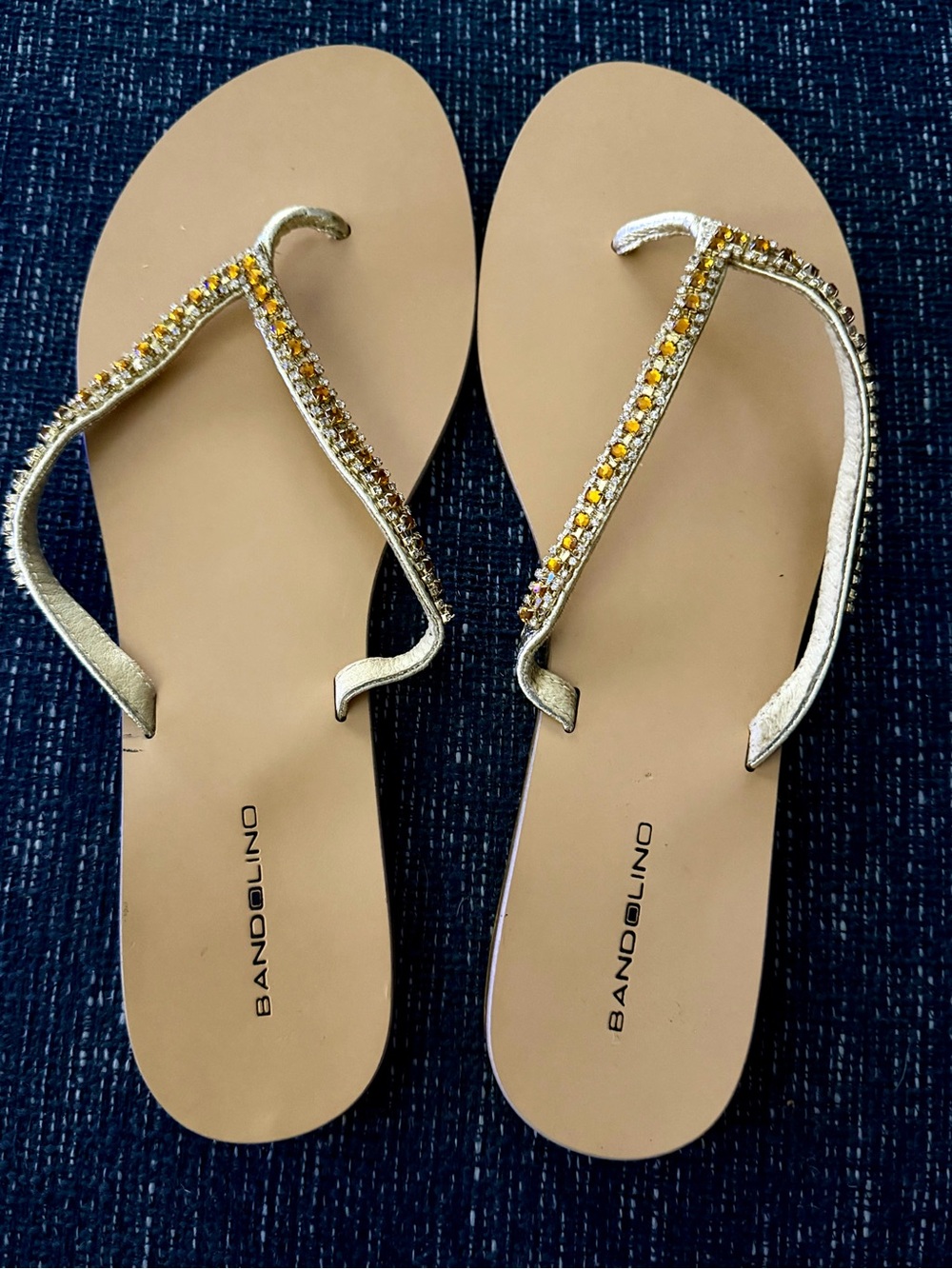 Bandolino Metallic Gold Jeweled Women's Sandals